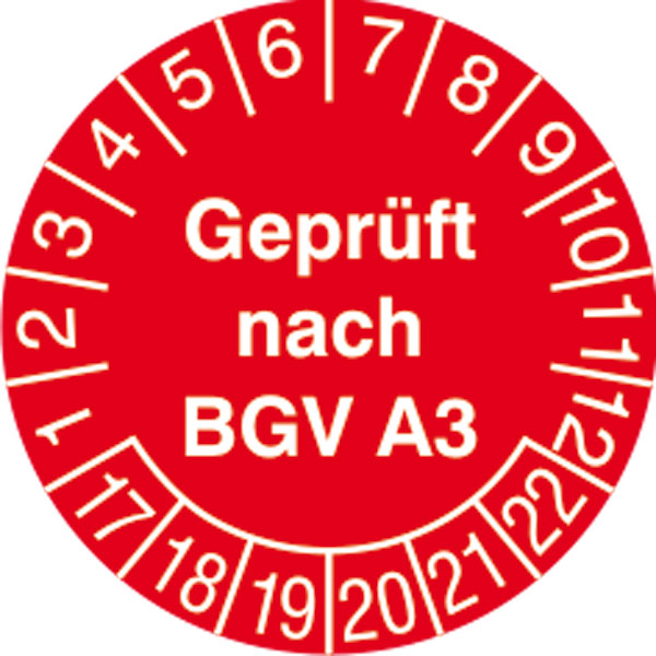 Prüfplakette Geprüft nach BGV A3