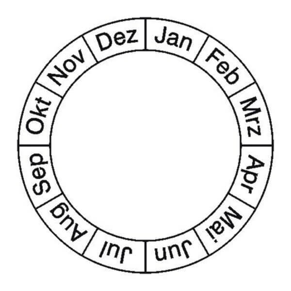 Monatsgrundplakette mit Monatsring Januar - Dezember