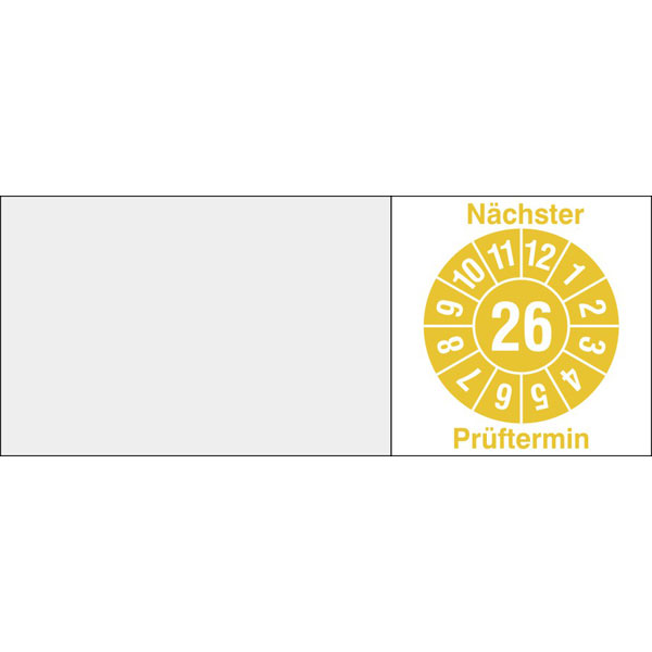 Kabelprüfplakette Nächster Prüftermin mit 2 - stelliger Jahreszahl in Jahresfarbe