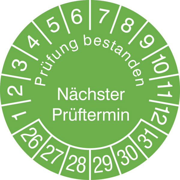 Prüfplaketten - Prüfung bestanden Nächster Prüftermin