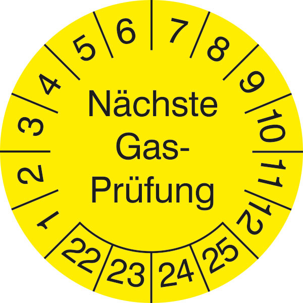 Nächste Gasprüfung Prüfplakette Wartungsplakette 