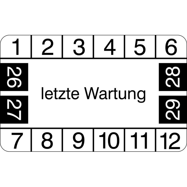Prüfplaketten - letzte Wartung weiß / schwarz