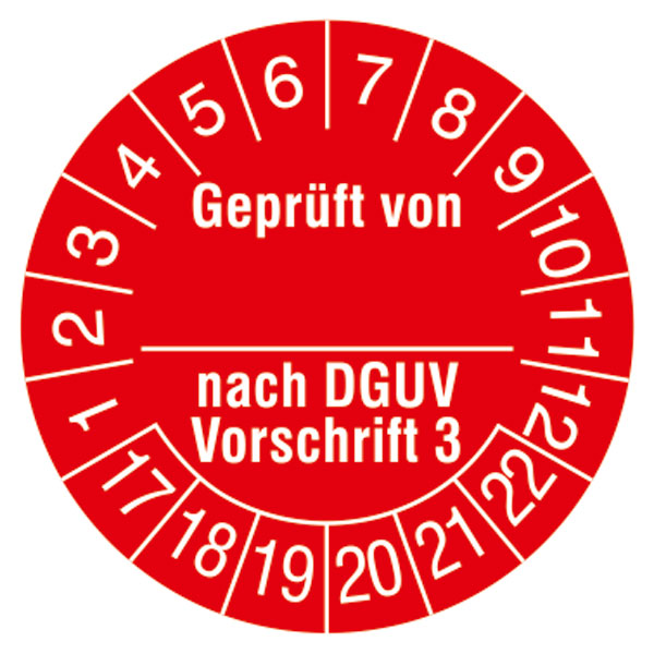 Prüfplaketten DGUV 108-007 Lagereinrichtungen - 100 Stück 30mm Rot - Vinylfolie Für Innen & Außen