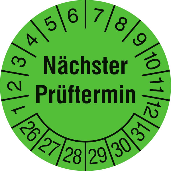 Prüfplakette Nächster Prüftermin leuchtgrün