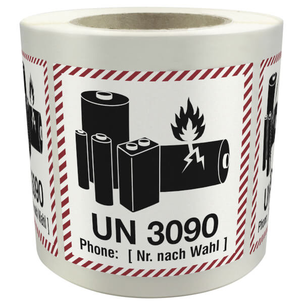 Verpackungsetikett UN 3090 für Lithium-Metall-Batterien direkt