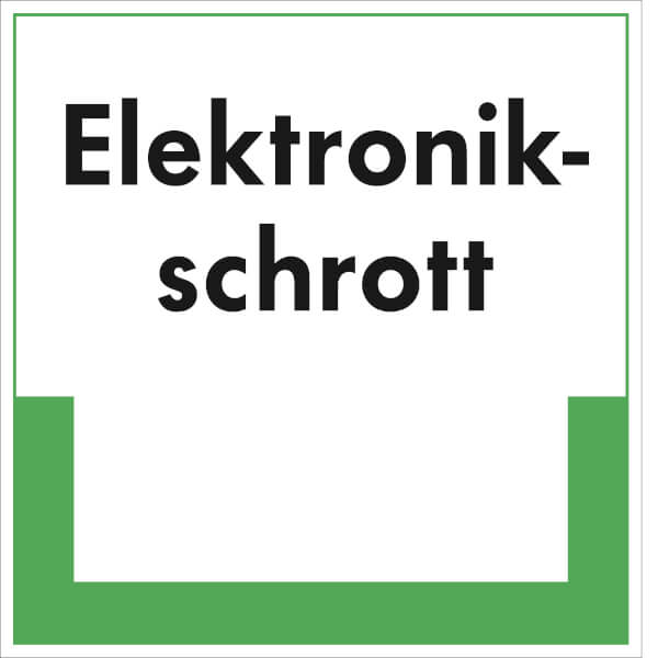 Abfallkennzeichnung - Textschild Elektronikschrott