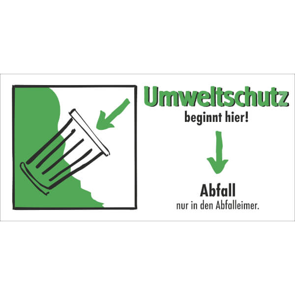 Etiketten - Umweltschutz beginnt hier Abfall nur in den Abfalleimer