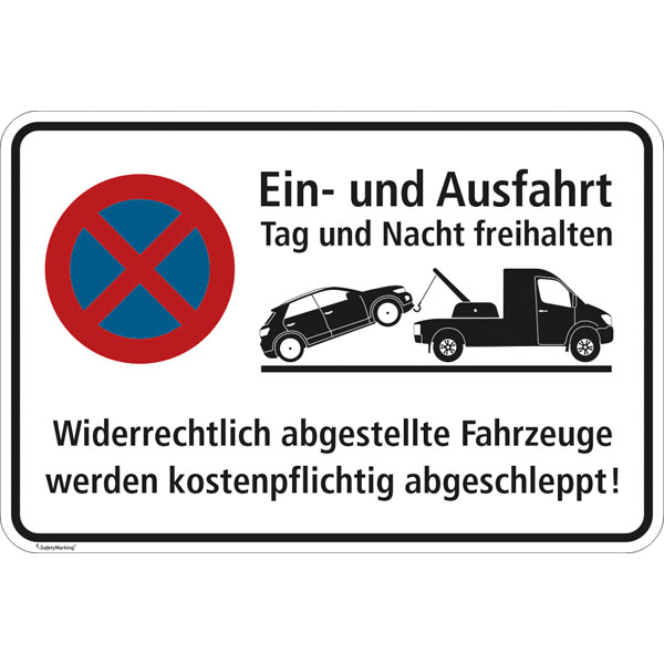 Indigos UG Hinweisschild – 'Ausfahrt Tag Und Nacht Freihalten!', 25x15 Cm, Aluverbundplatte