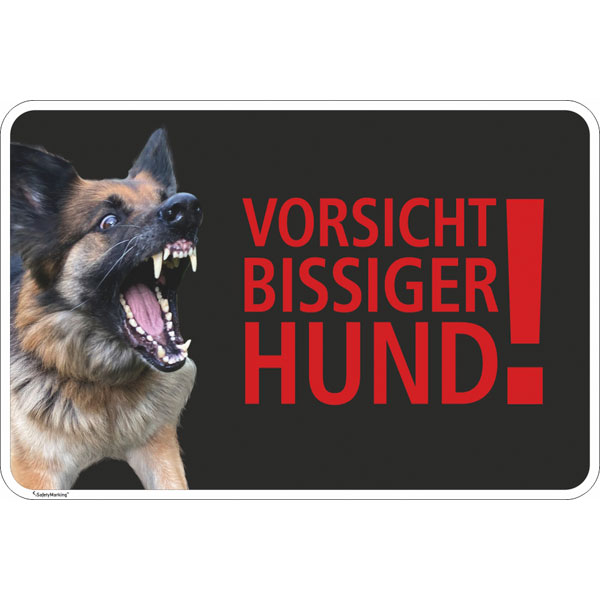 Hinweisschild Warnung vor dem Hund Vorsicht bissiger Hund! mit