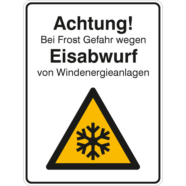 File:Warnschild Eisabwurf mit Warnlicht Windpark Piesberg.jpg