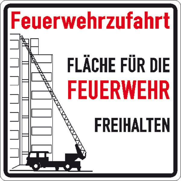 Feuerwehrschild VZ 2441, Rettungsweg für Feuerwehr freihalten