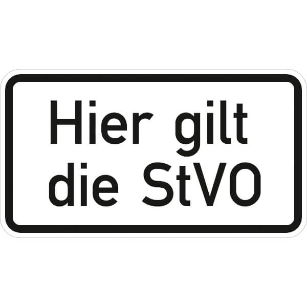 Zusatzzeichen nach StVO mit Sondertext - Nr. 2035 Hier gilt die StVO