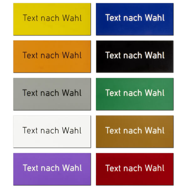 Farbe/Text n.Wahl Thermograv-Schild RAL3031 Kern weiß 20x8,5cm 2zeilig grav 