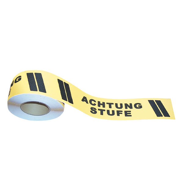 Antirutschbeläge - Warnmarkierungen m2 - Antirutsch - Bodenmarkierung - Rolle, mit Text: Achtung Stufe
