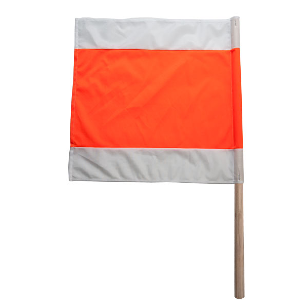 Warnfahne / Warnflagge Typ A tagesleuchtend / weiß, weiß / rotorange
