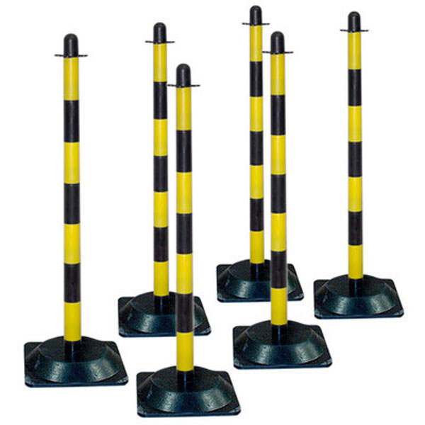 Kettenständer - Set mit 6 Kunststoffständer Secur 3, gelb / schwarz und 10 m Kette
