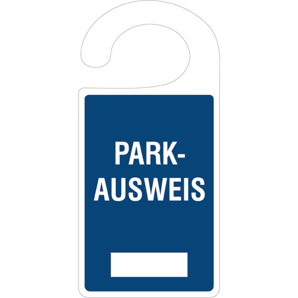 Parkausweis-Anhänger Farbe: blau/weiß mit Freifeld zur Selbstbeschriftung  direkt beim Hersteller kaufen