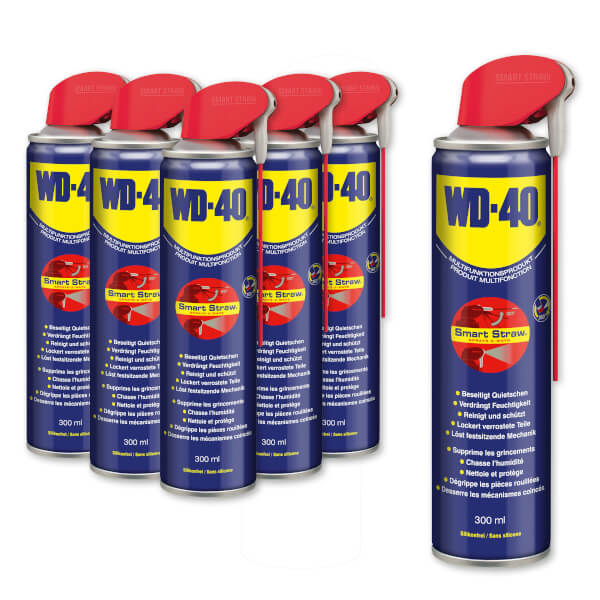 WD - 40 Vielzweckspray 300ml Smart - Straw - 6er Sparset Multifunktionsöl, Kontaktspray, Feuchtigkeitsverdränger und Rostlöser