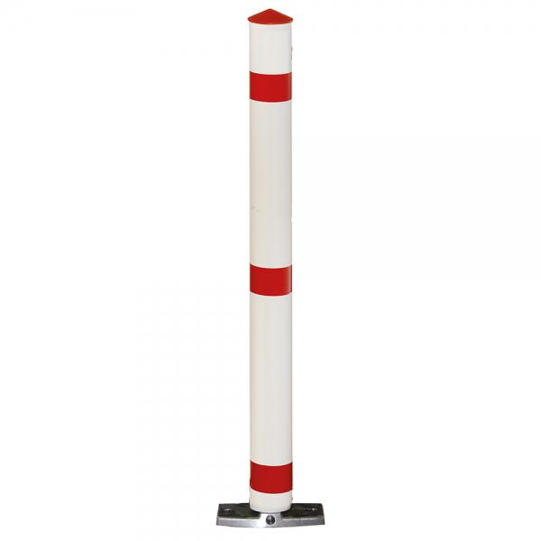 Absperrpfosten Funktionssperrpfosten Befestigung: Pfosten kippbar auf Bodenplatte, Dreikantschloss