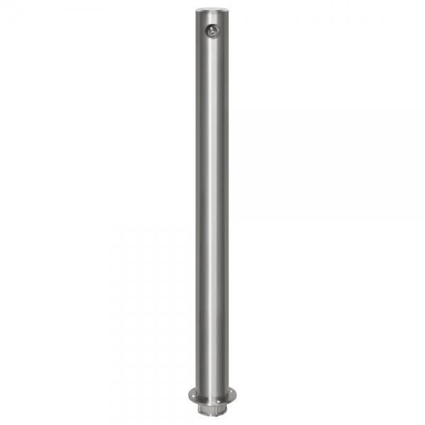 Edelstahlpoller Easy Twist, mit Flachkopf Bodenhülse mit Dreh - Klemmverschluss und Dreikantschloss