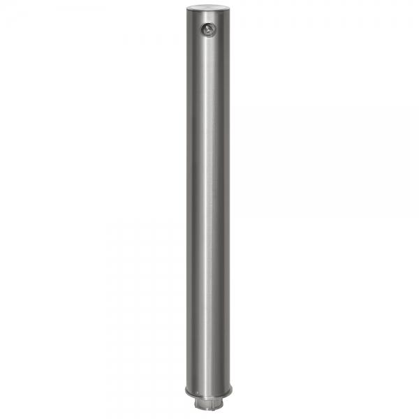 Edelstahlpoller Easy Twist, mit Flachkopf Bodenhülse mit Dreh - Klemmverschluss und Dreikantschloss