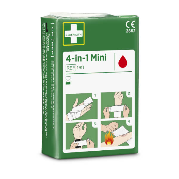 Cederroth 4 - in - 1 mini Blutstiller bestehend aus zwei elastischen Bandagen