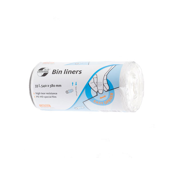 DEISS Müllbeutel UNIVERSAL PLUS 33 l Farbe: transparent, HDPE 6my