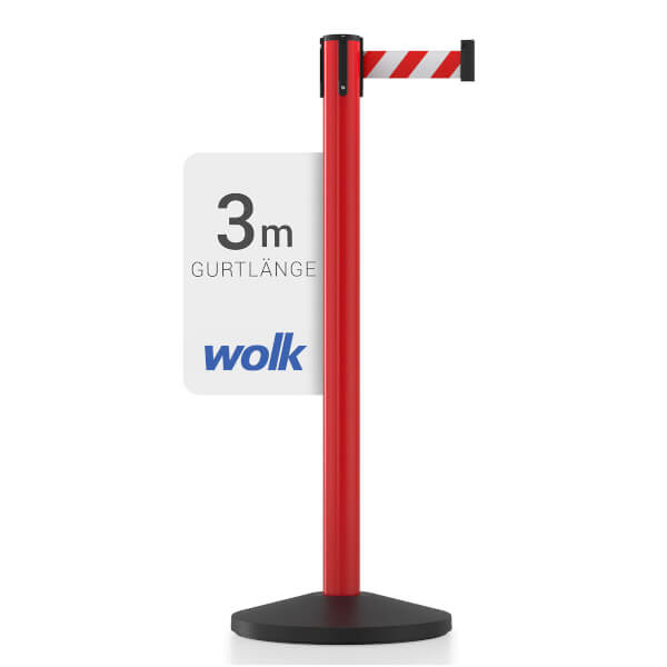 Gurtpfosten hochwertiger Metallpfosten rot, Gurt rot / weiß