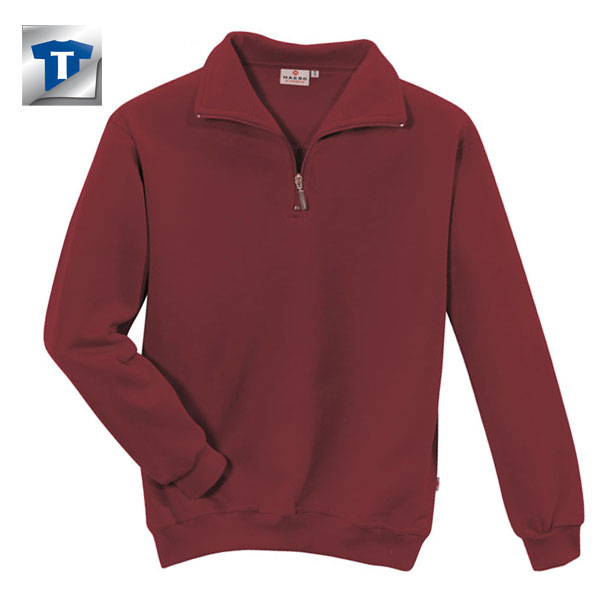 Berufsbekleidung Sweatshirt HAKRO Zip - Sweatshirt, weinrot,