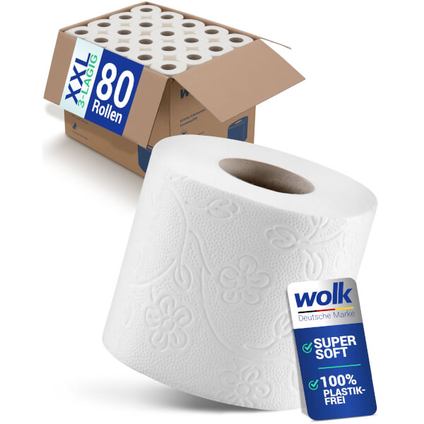 wolk Toilettenpapier BULK - Verpackung 3 - lagig, 80 Rollen à 150 Blatt