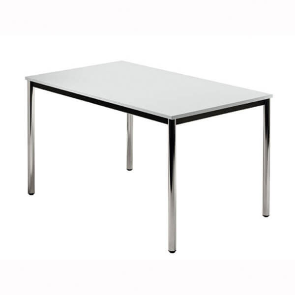 Büroeinrichtungen Besprechungstisch Tischplatte: Lichtgrau, umlaufender Stahlrahmen, Rahmen schwarz,