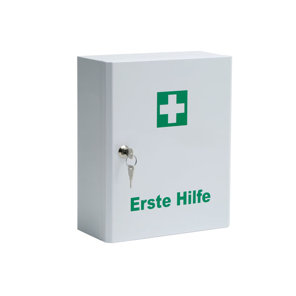 Verbandschrank A Mit DIN 13157 Füllung - 85-teilig Metall Weiß 37x30x14cm