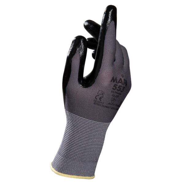Mapa Ultrane 553 Strickarbeitshandschuh schwarz grau Sehr feiner Montagehandschuhe für den Einsatz in verschmutzten Umgebungen