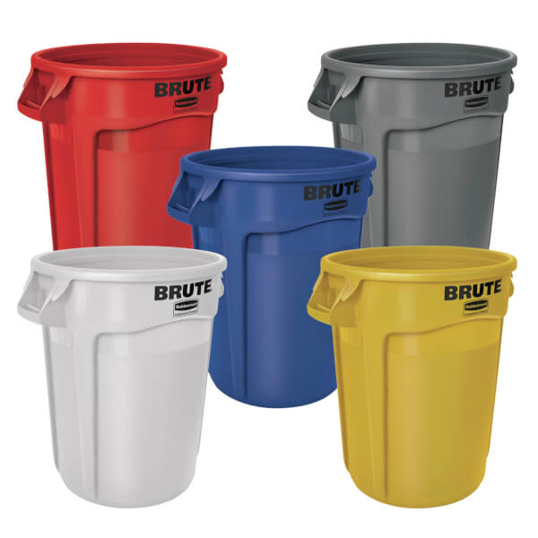 Rubbermaid Brute Abfalleimer mit Lüftungskanälen 76 l bruchsicherer Abfallbehälter für Innen - und Außenbereiche