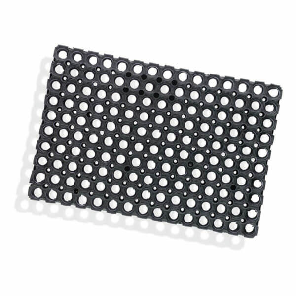 Nölle Gummi - Ringmatte 60 x 40 cm Fußmatte mit hohem Reinigungseffekt mit Ringlöchern