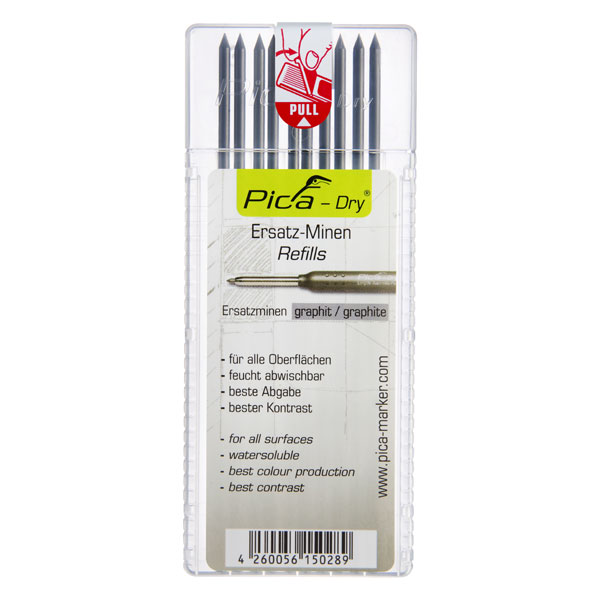Pica DRY Minen - Set Graphit Ersatzminen für den Pica DRY Longlife Automatic Pen, wasserlösliche Minen,