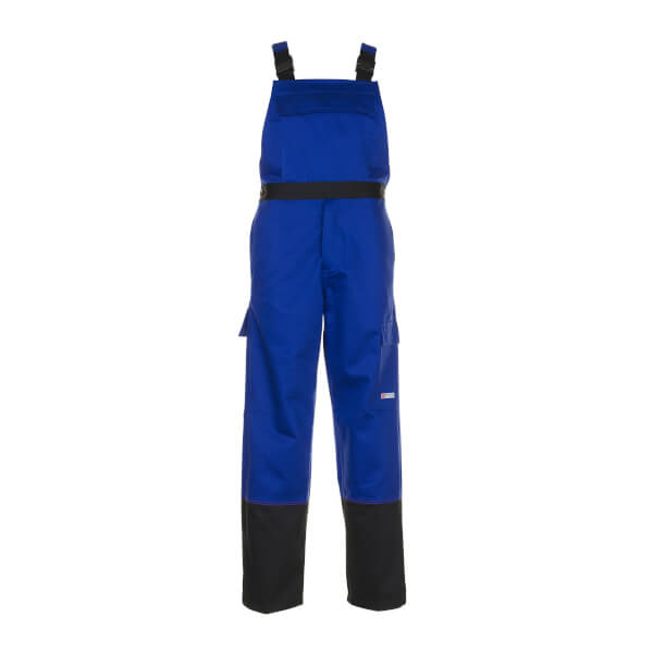 Planam Weld Shield Latzhose 5531 blau schwarz Schweißerschutzhose bei Metall - und Funkenflug
