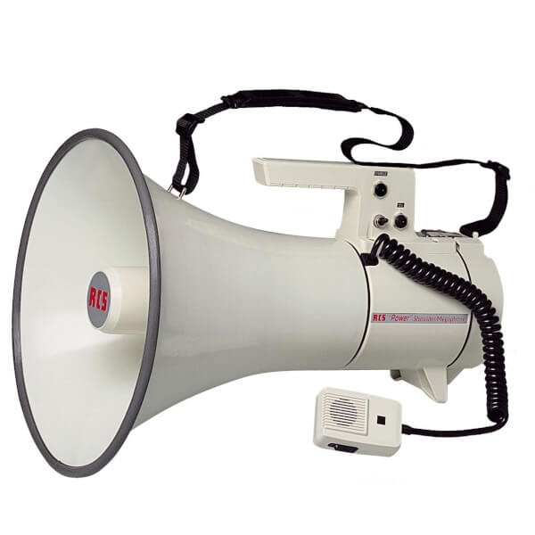Schultermegaphon 40 Watt mit Handmikrophon, Lautstärkeregler
