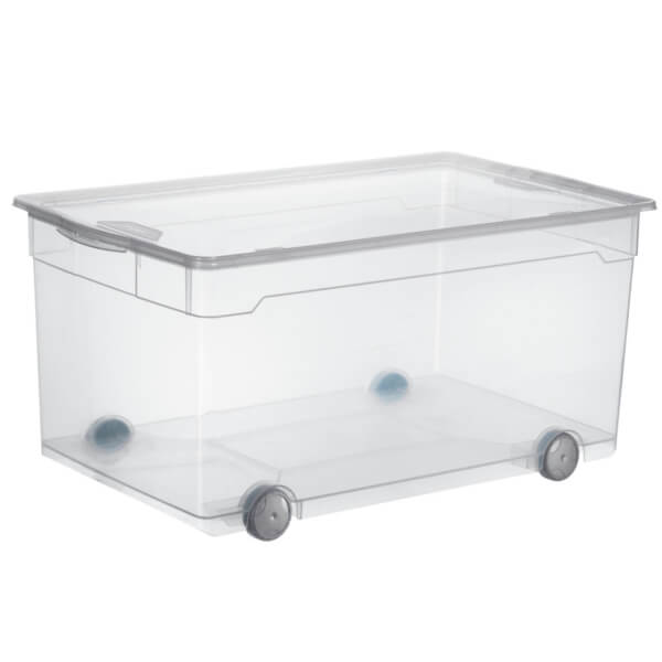 rothopro Clearbox Aufbewahrungsbox mit Deckel und Rollen Fassungsvermögen: 63 0 l kaufen