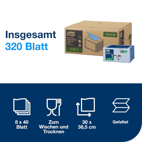 Tork Reinigungstücher, 1-lagig, Farbig (Rot) - 8 Packungen à 40 Tücher Für W8 Small Pack System, 30x38,5 Cm