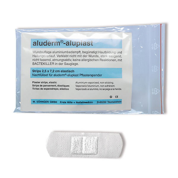 Söhngen aluderm - aluplast Pflasterstrips elastisch Pflasterstreifen mit aluminiumbedampfter Wundauflage, einzeln versiegelt