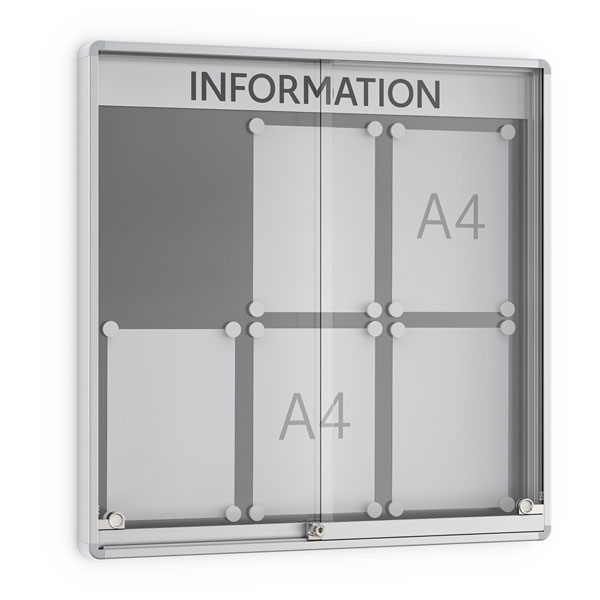 WSM Schiebetür-Schaukasten SR Ecken spitz für den Innenbereich