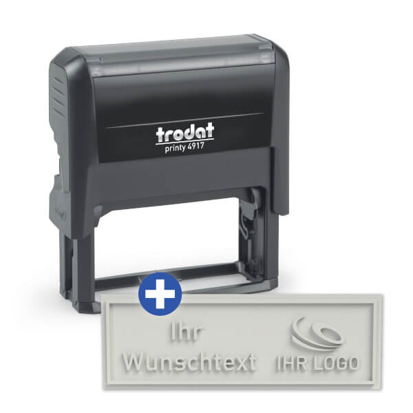 Trodat Printy 4.0 4917 mit individueller Textplatte Textstempel mit max. 2 Textzeilen und Wunschtext