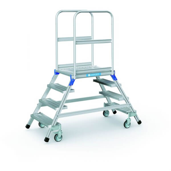 Treppen Podesttreppen ZARGES Z 600, fahrbar, beidseitig begehbar,